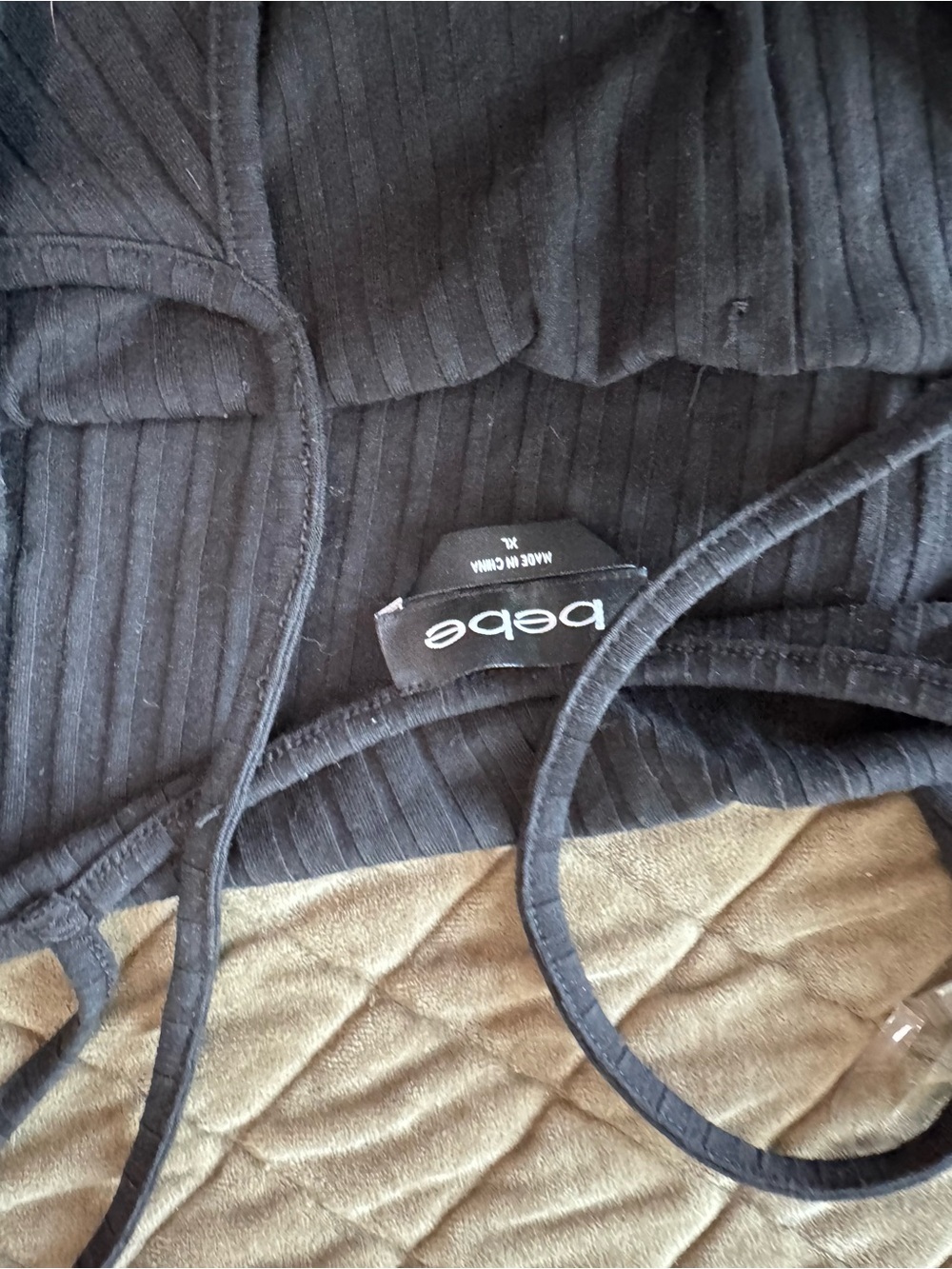 bebe Black Ribbed Button-Front Tank - Picture 2 of 2